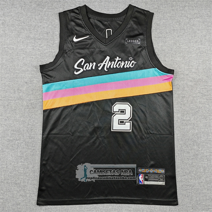 Camiseta San Antonio Spurs Dylan Harper NO 2 Ciudad 2025-26 Negro